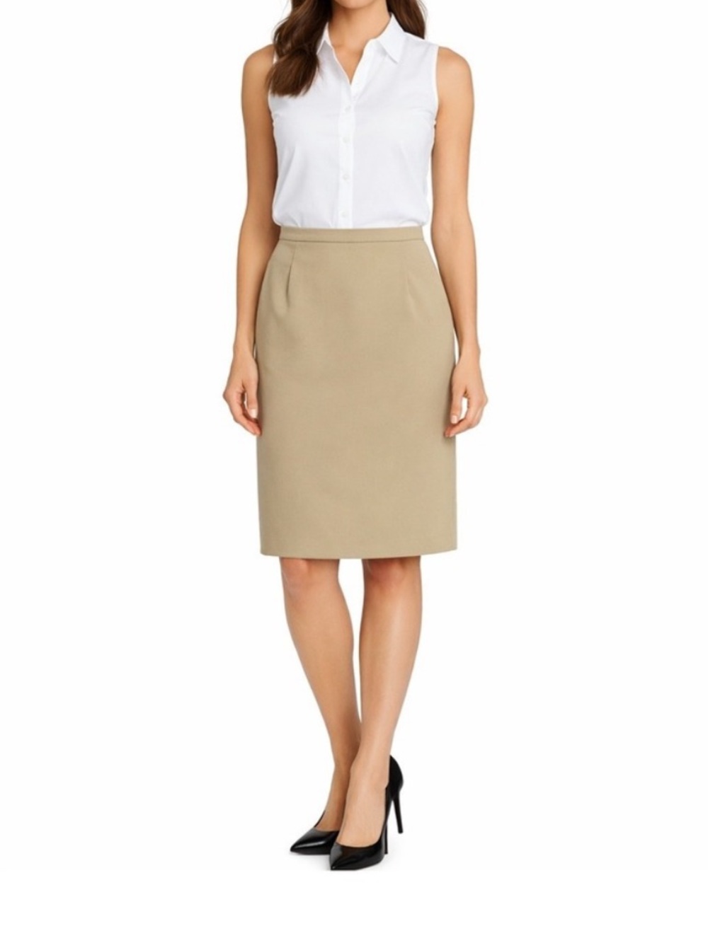 Brooks Brothers linen Tan neutral Pencil Skirt sz 6 straight knee length